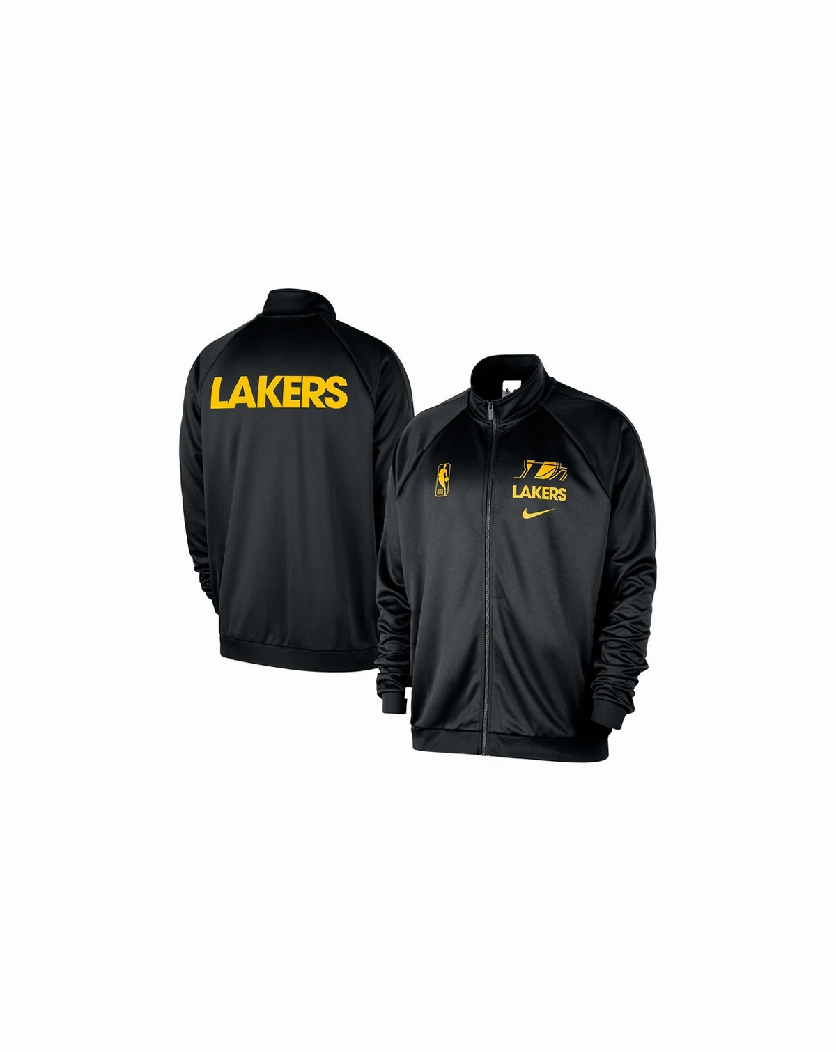 Men's Black Los Angeles Lakers Courtside Pique Club Full-Zip Track Jacket