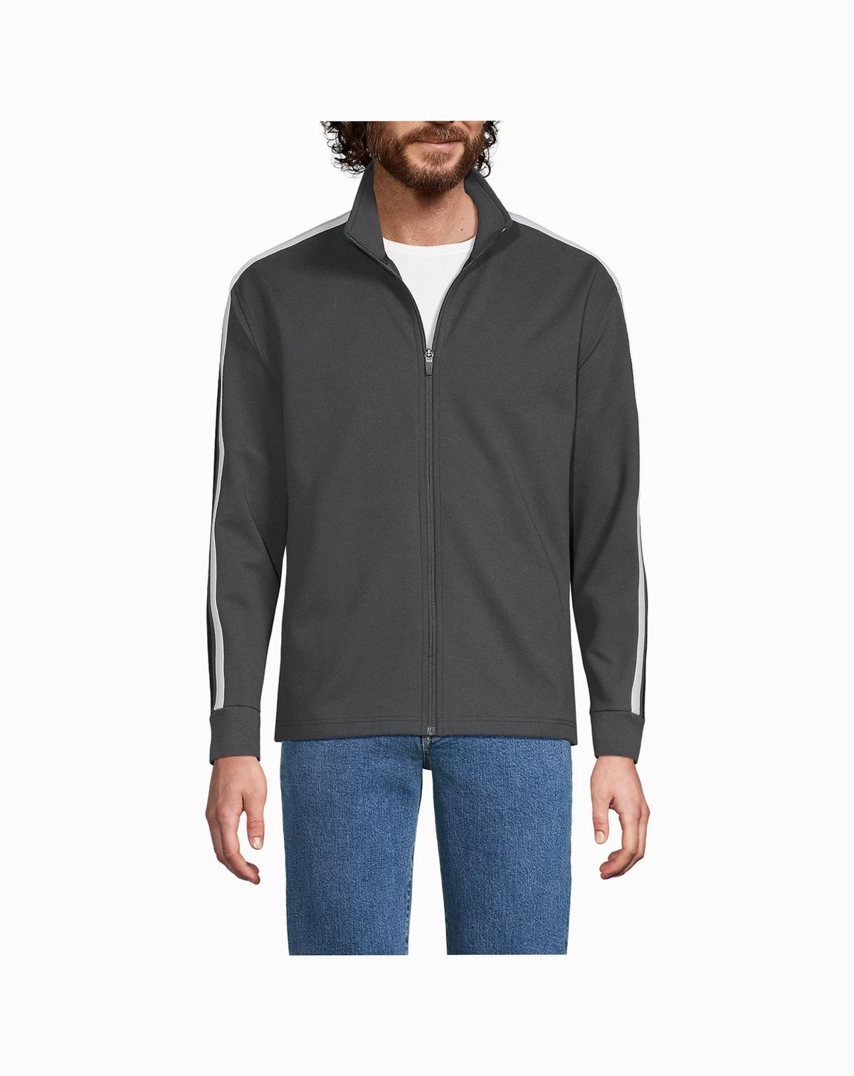 Men's Long Sleeve Knit Twill Track Full Zip