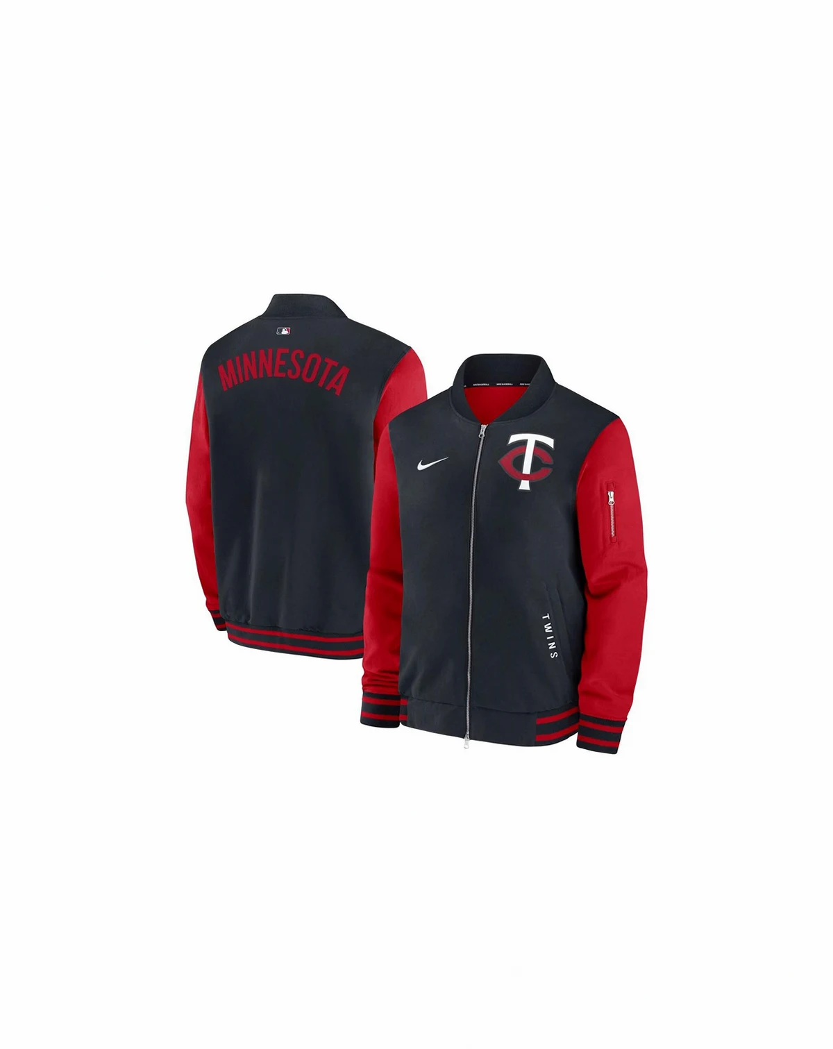 Men's Navy/Red Minnesota Twins Authentic Collection Dugout Full-Zip Bomber Jacket