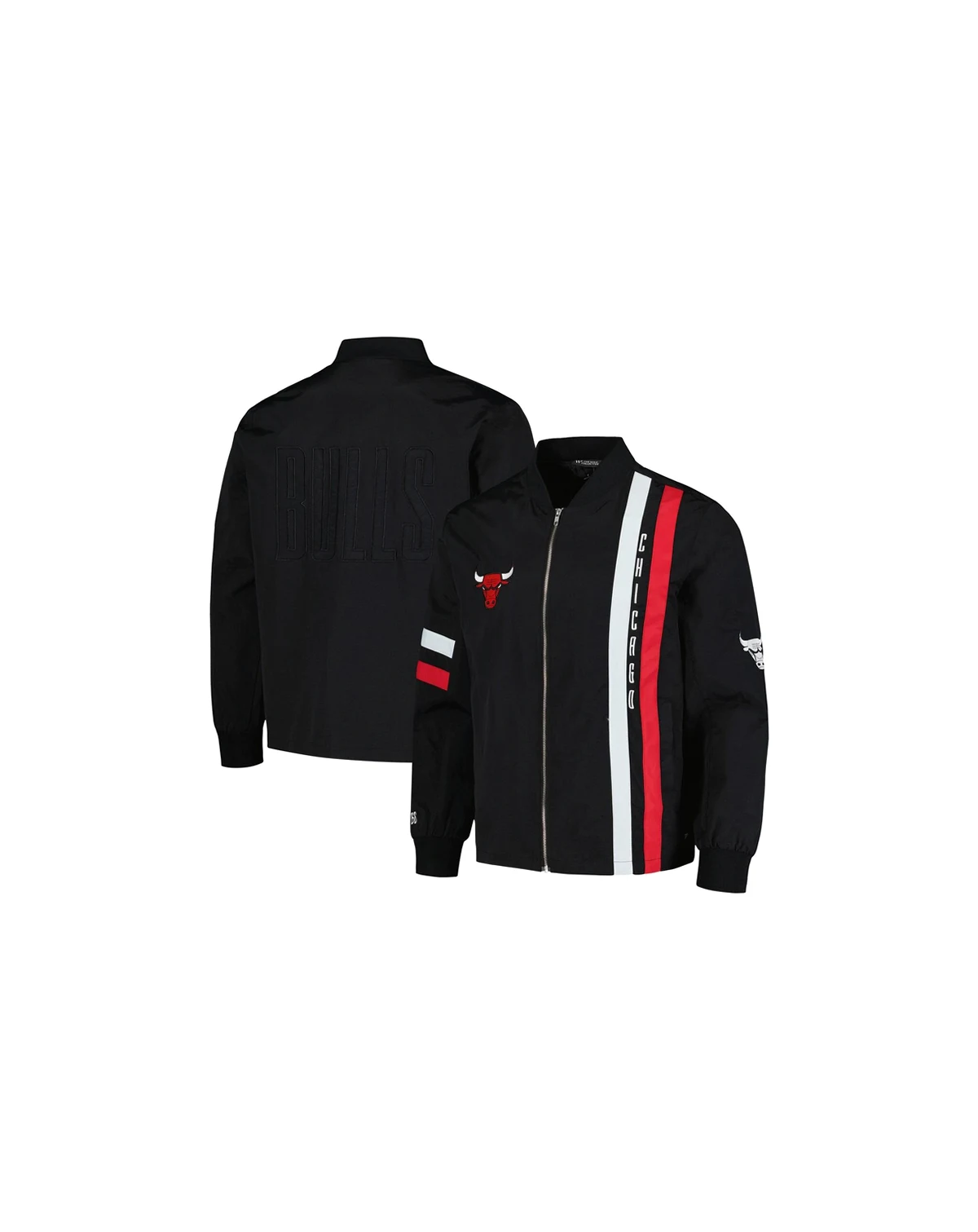 Men's and Women's Black Chicago Bulls Stitch Applique Full-Zip Bomber Jacket