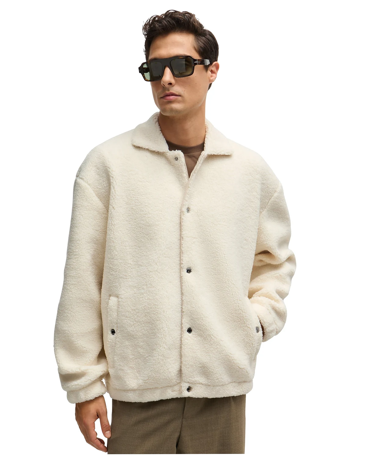 Men's Teddy Fabric Regular-Fit Jacket