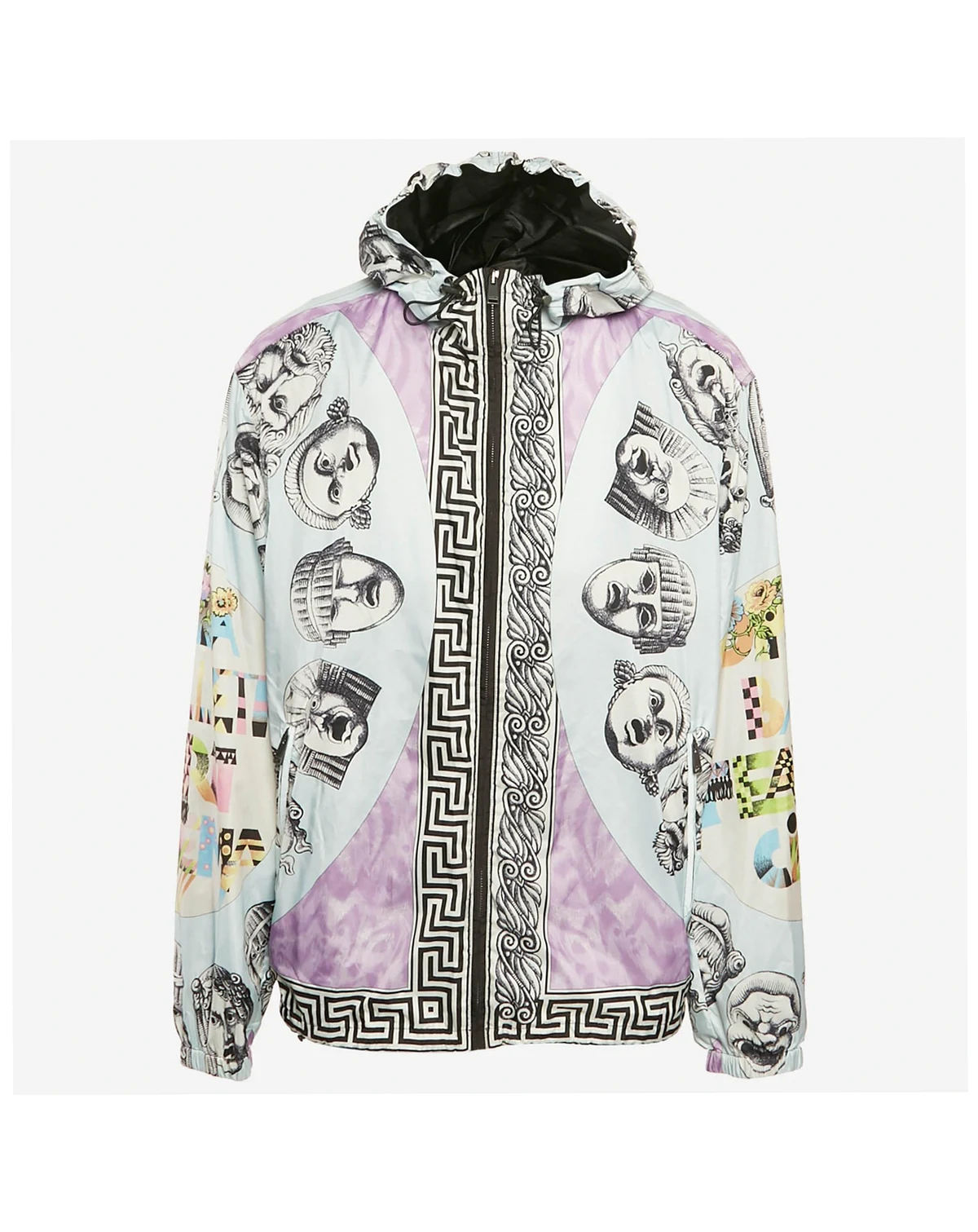 Men's Blue Printed Nylon Zip Front Jacket