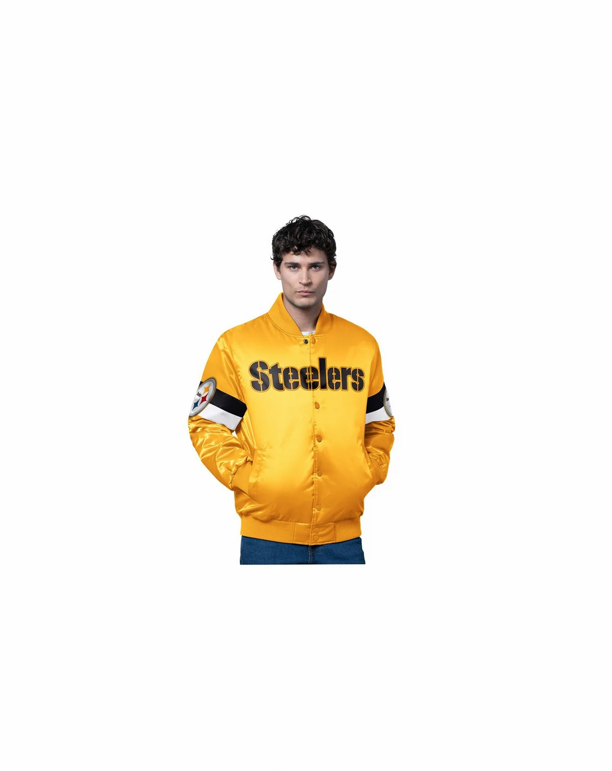 Men's Gold Pittsburgh Steelers Triple Option Full-Snap Varsity Jacket