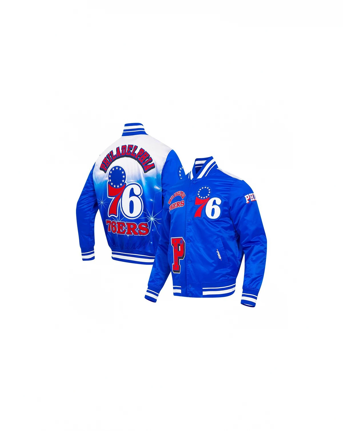 Men's Royal Philadelphia 76ers Sublimated Satin Full-Snap Jacket