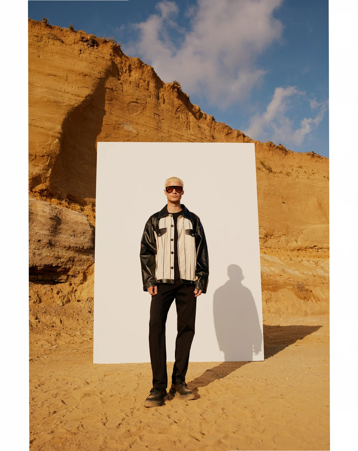 Men's Silk & Linen Blend Free Heaven Kutnia Striped Leather Jacket