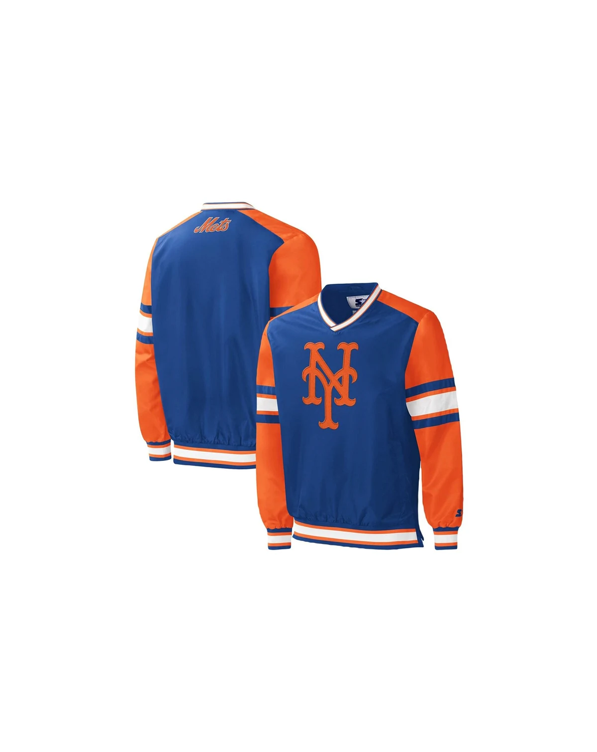 Men's Royal New York Mets Yardline V-Neck Pullover Windbreaker