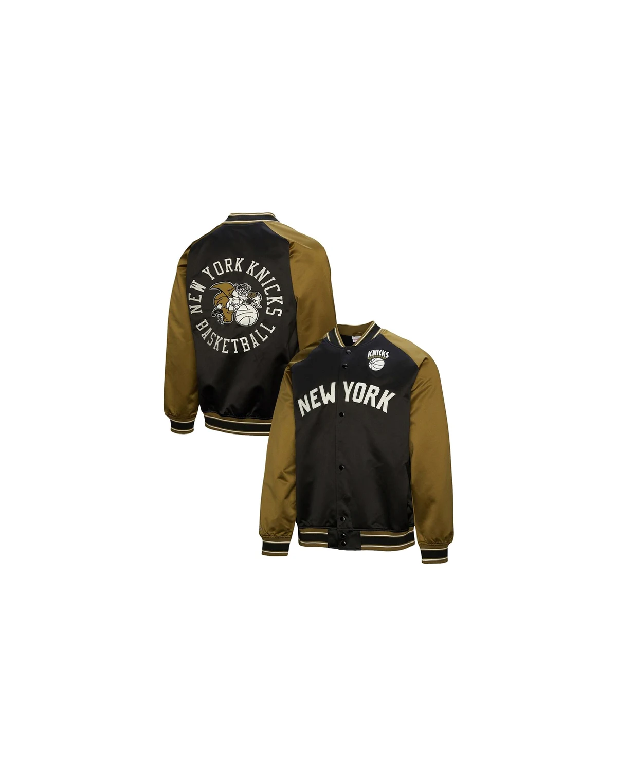 Men's Olive/Black New York Knicks Clutch Satin Raglan Full-Snap Jacket