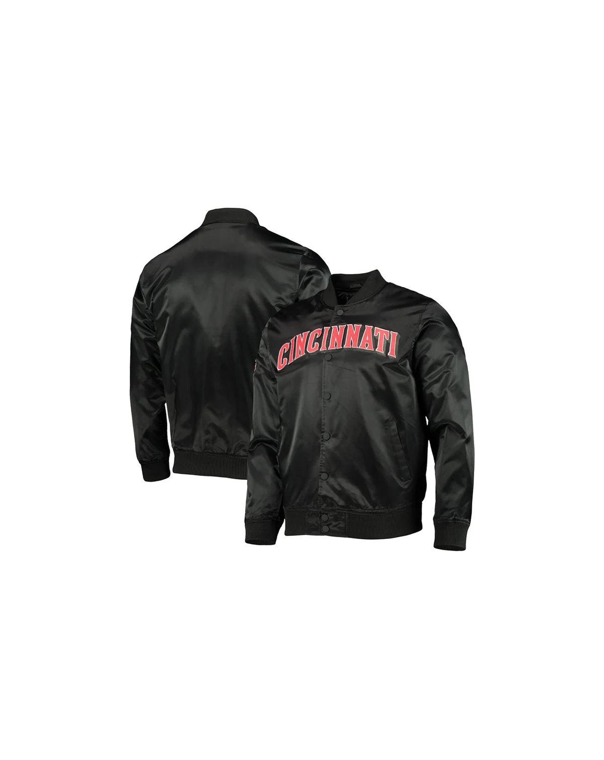 Men's Black Cincinnati Reds Wordmark Satin Full-Snap Jacket
