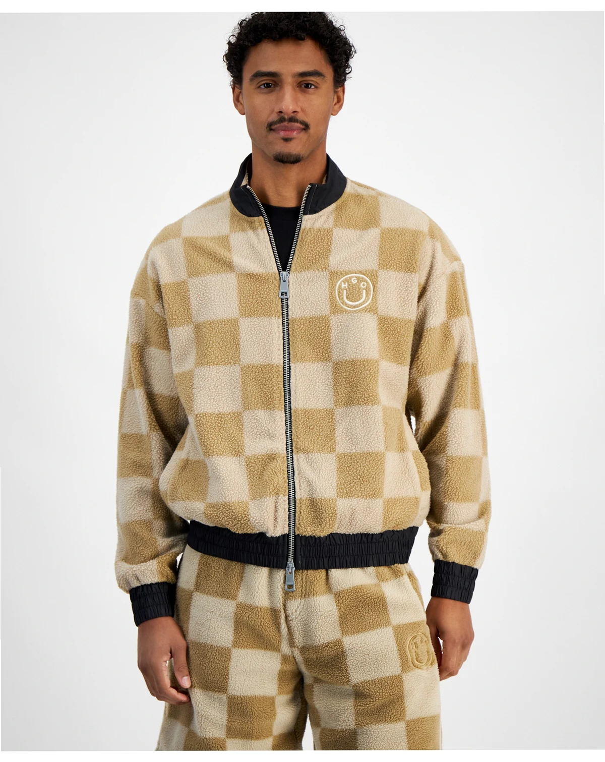 Men's Naliso Relaxed Fit Zip-Front Checkered Track Jacketed