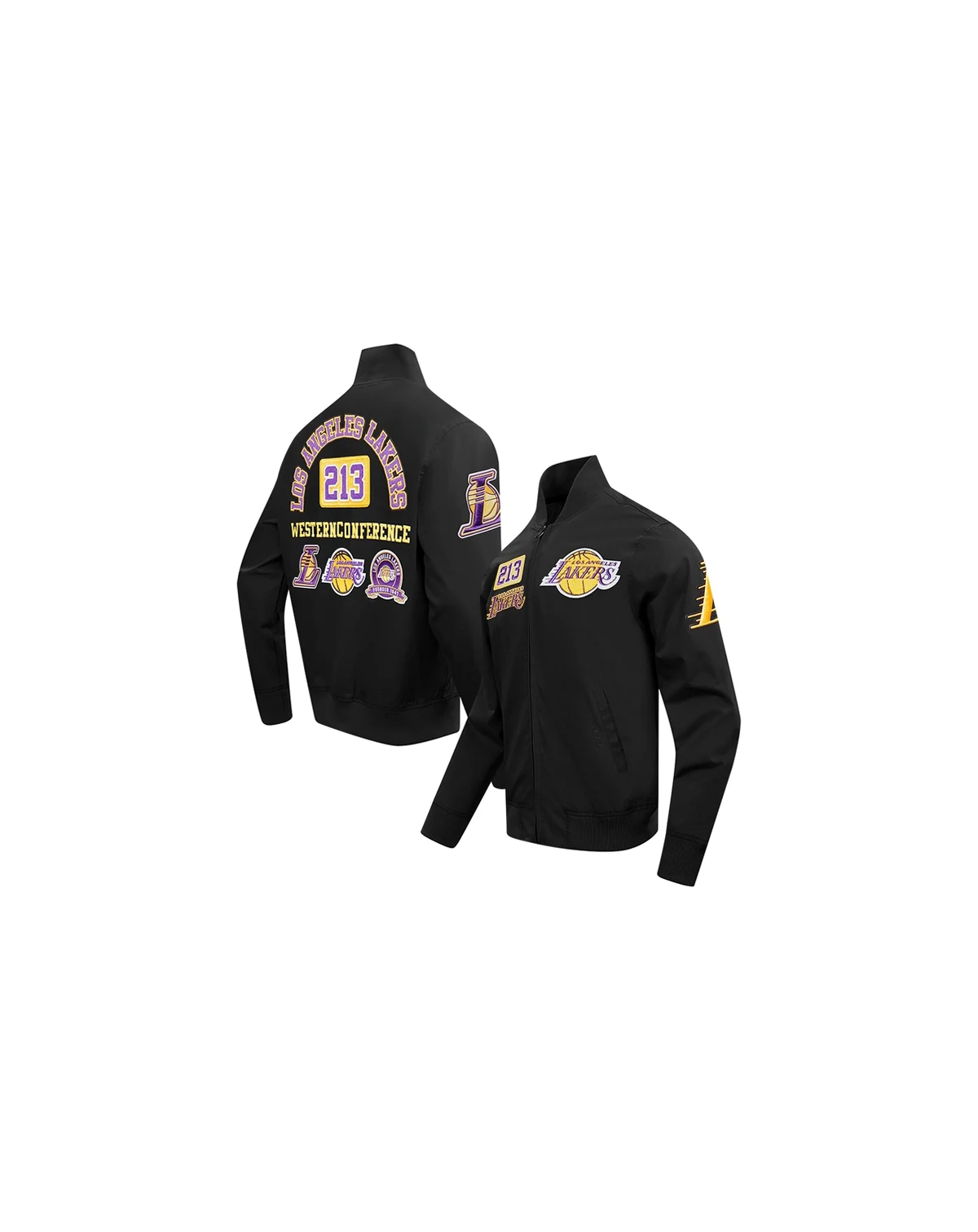 Men's Black Los Angeles Lakers Area Code Twill Full-Zip Jacket