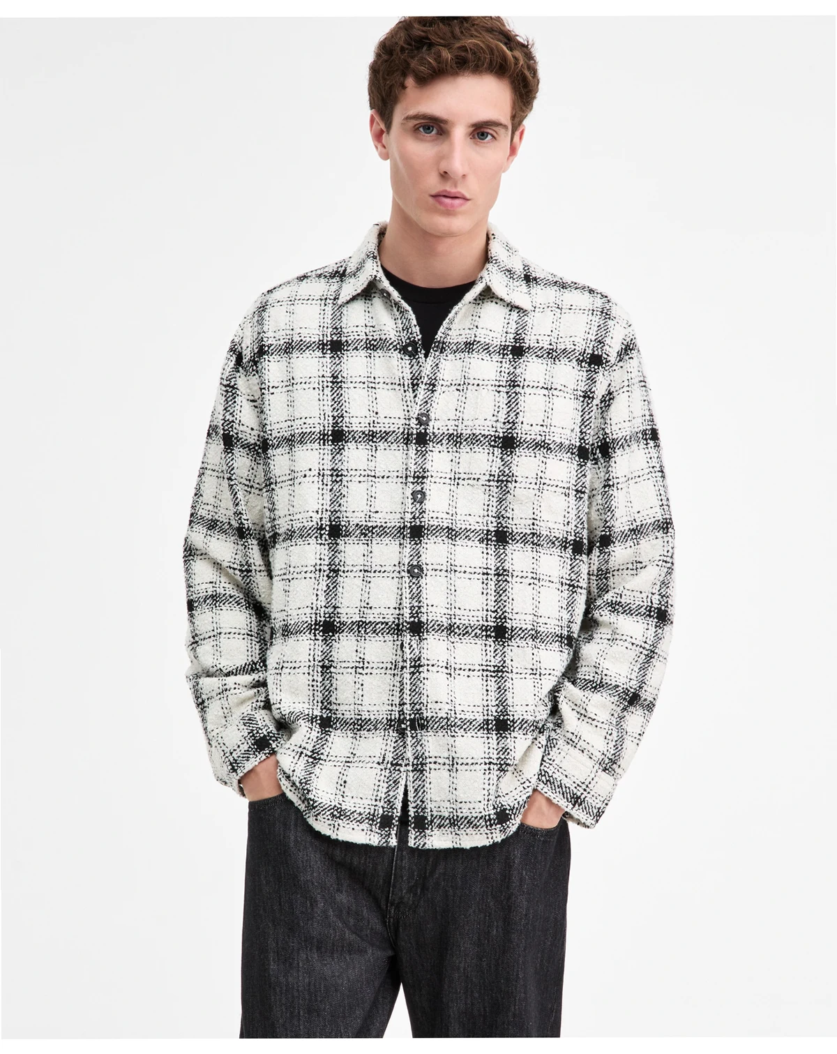 Men's Winston Long-Sleeve Tweed Plaid Button-Front Shirt Jacket