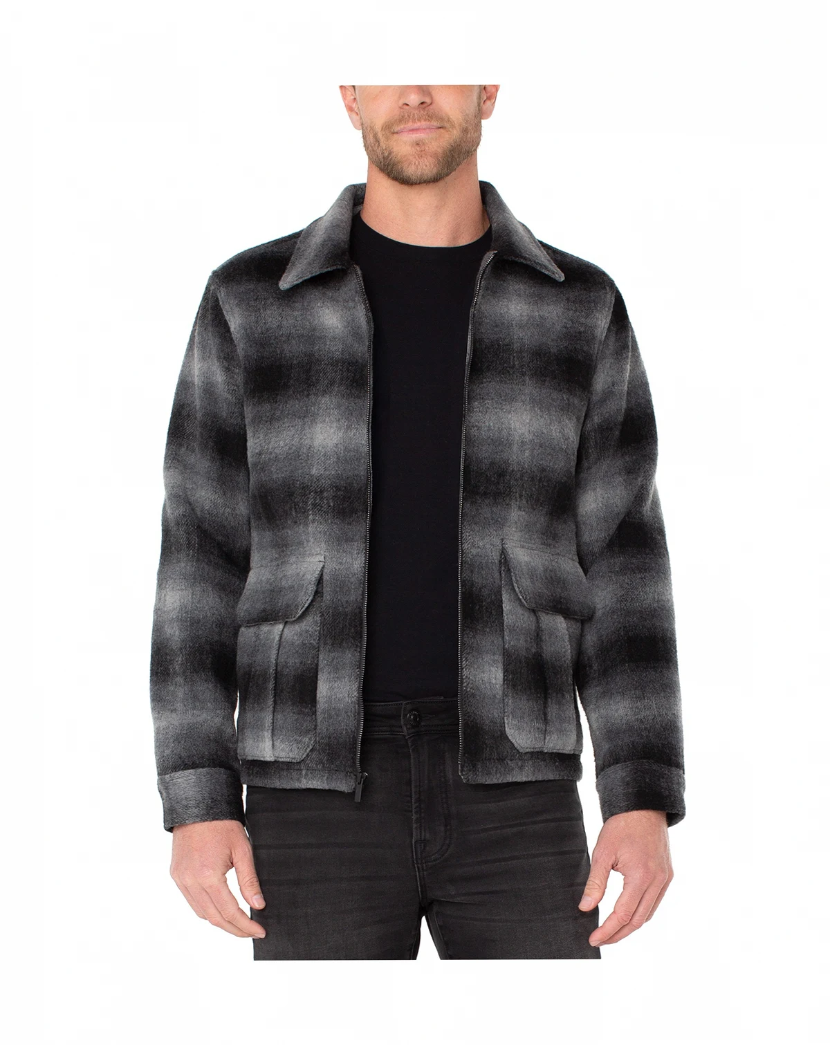 Men's Zippered Plaid Jacket