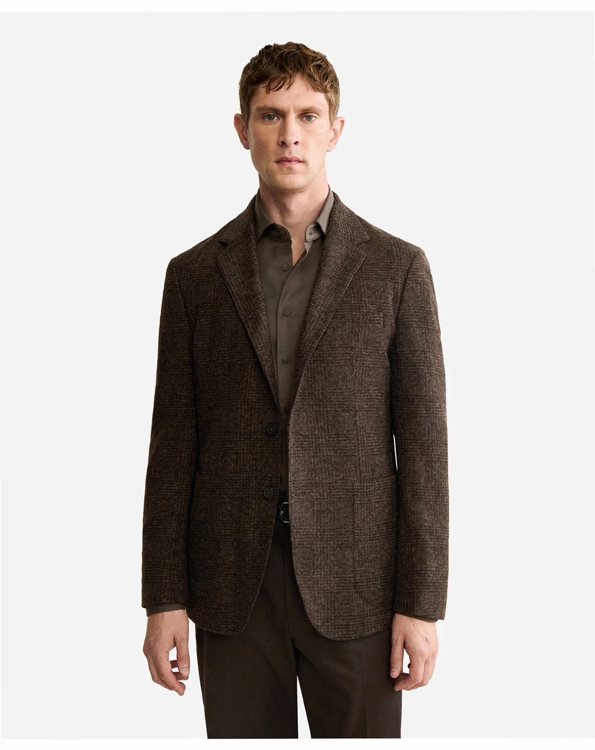 Men's Slim-Fit Micro-Check Wool-Blend Jacket