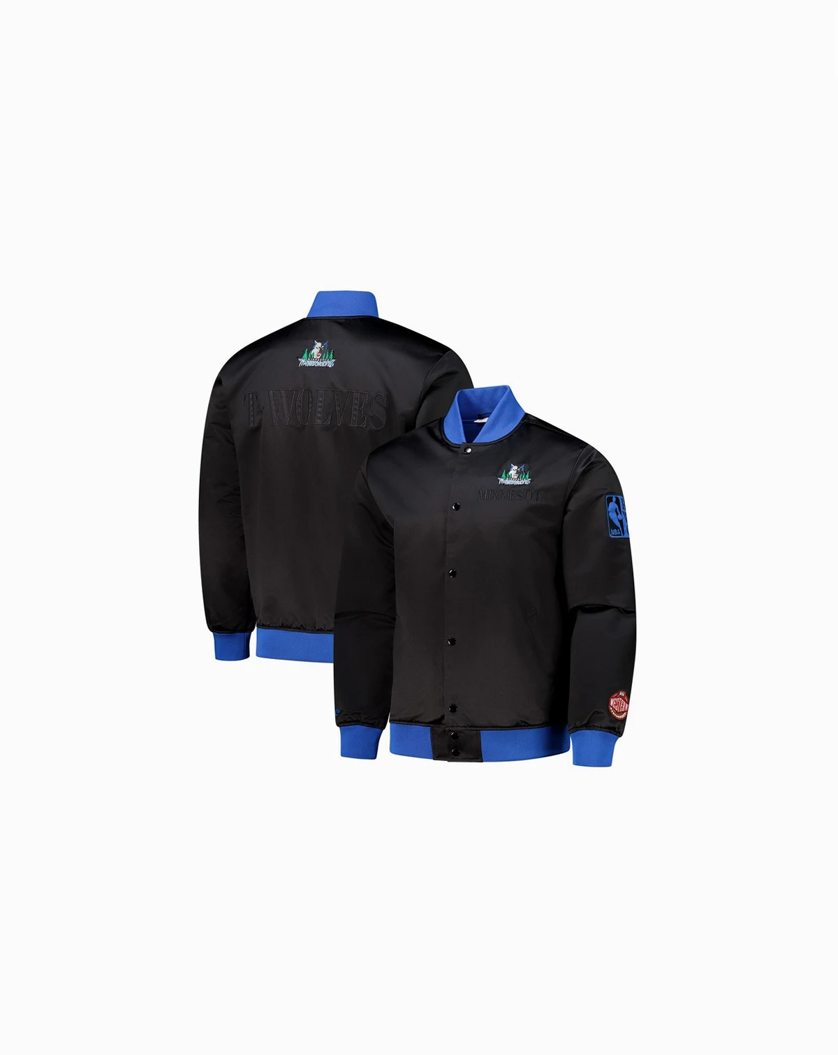 Men's Black Minnesota Timberwolves Hardwood Classics Team OG 3.0 Lightweight Satin Full-Snap Jacket