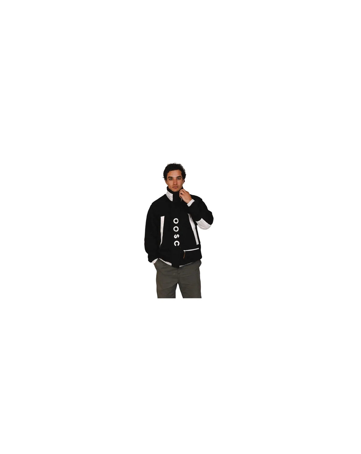 Men's Sherpa Fleece Jacket Black / White
