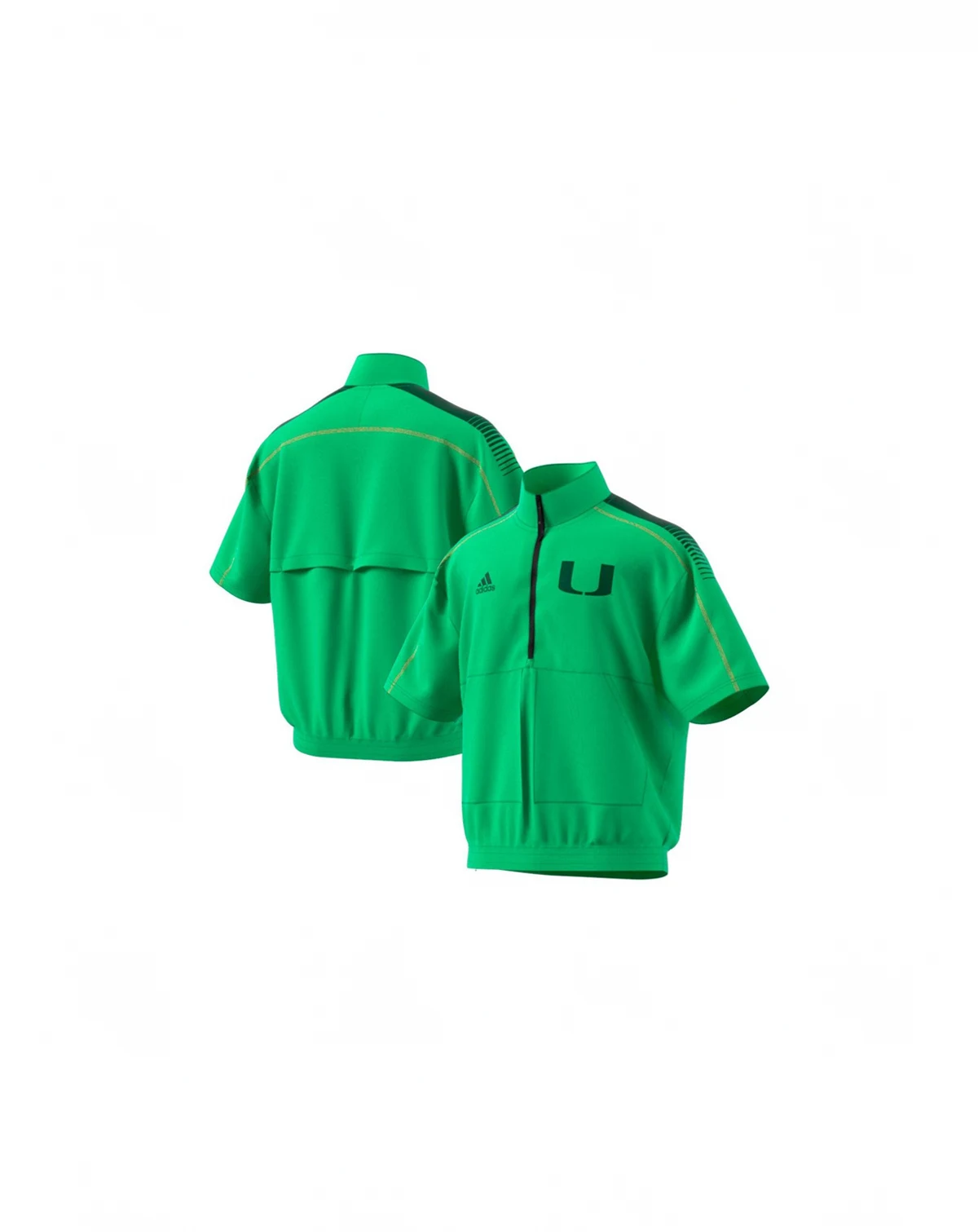 Men's Green Miami Hurricanes Miami Nights Strategy Half-Zip Short Sleeve Jacket
