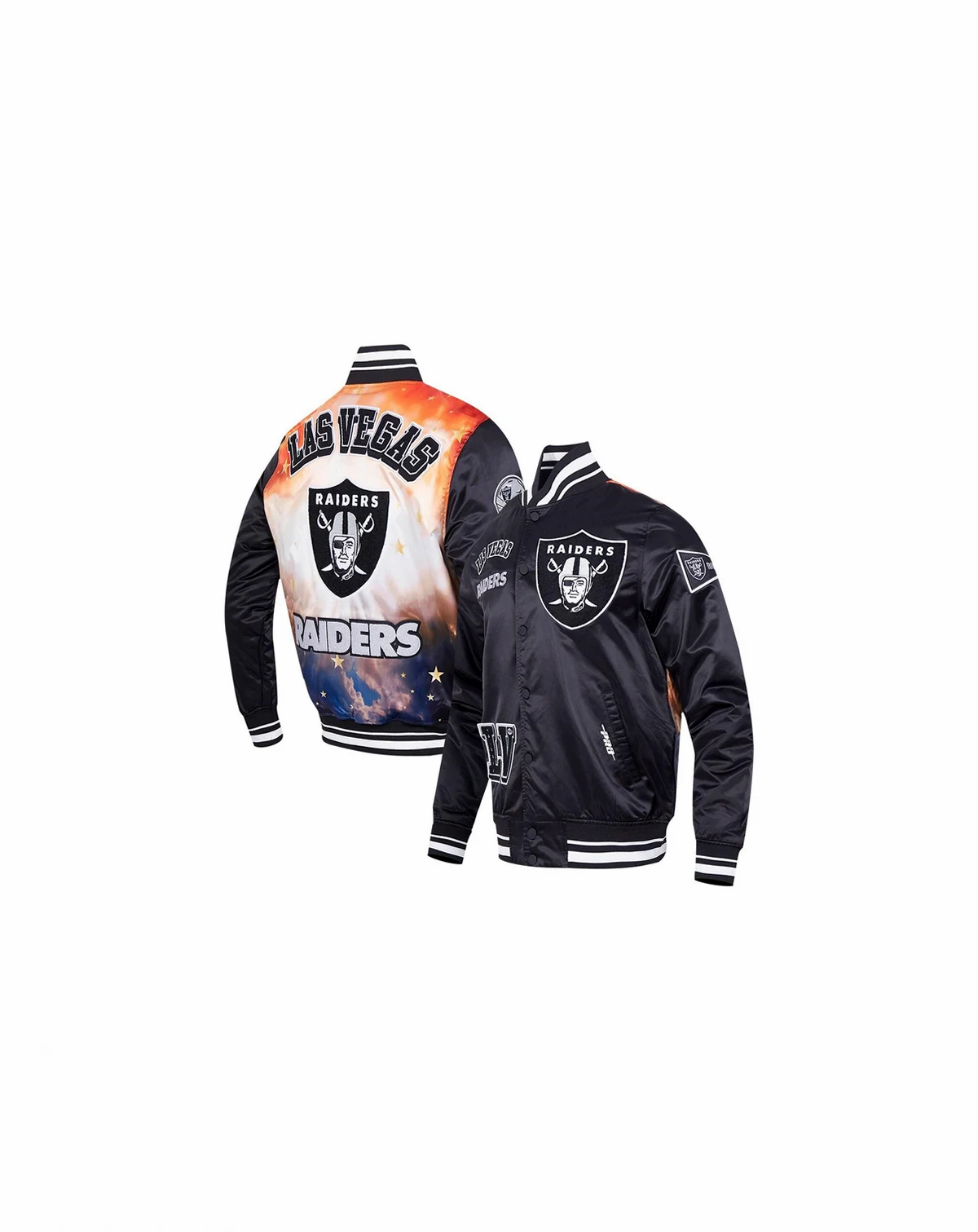 Men's Black Las Vegas Raiders Sublimated Satin Full-Snap Jacket