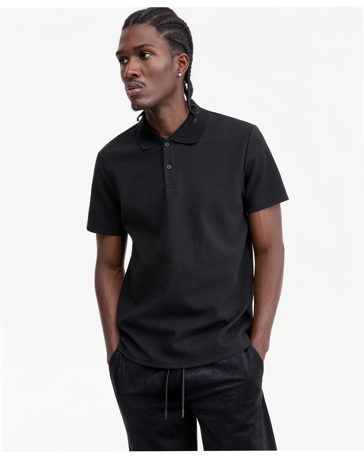 Men's Waffle-Knit Polo Shirt