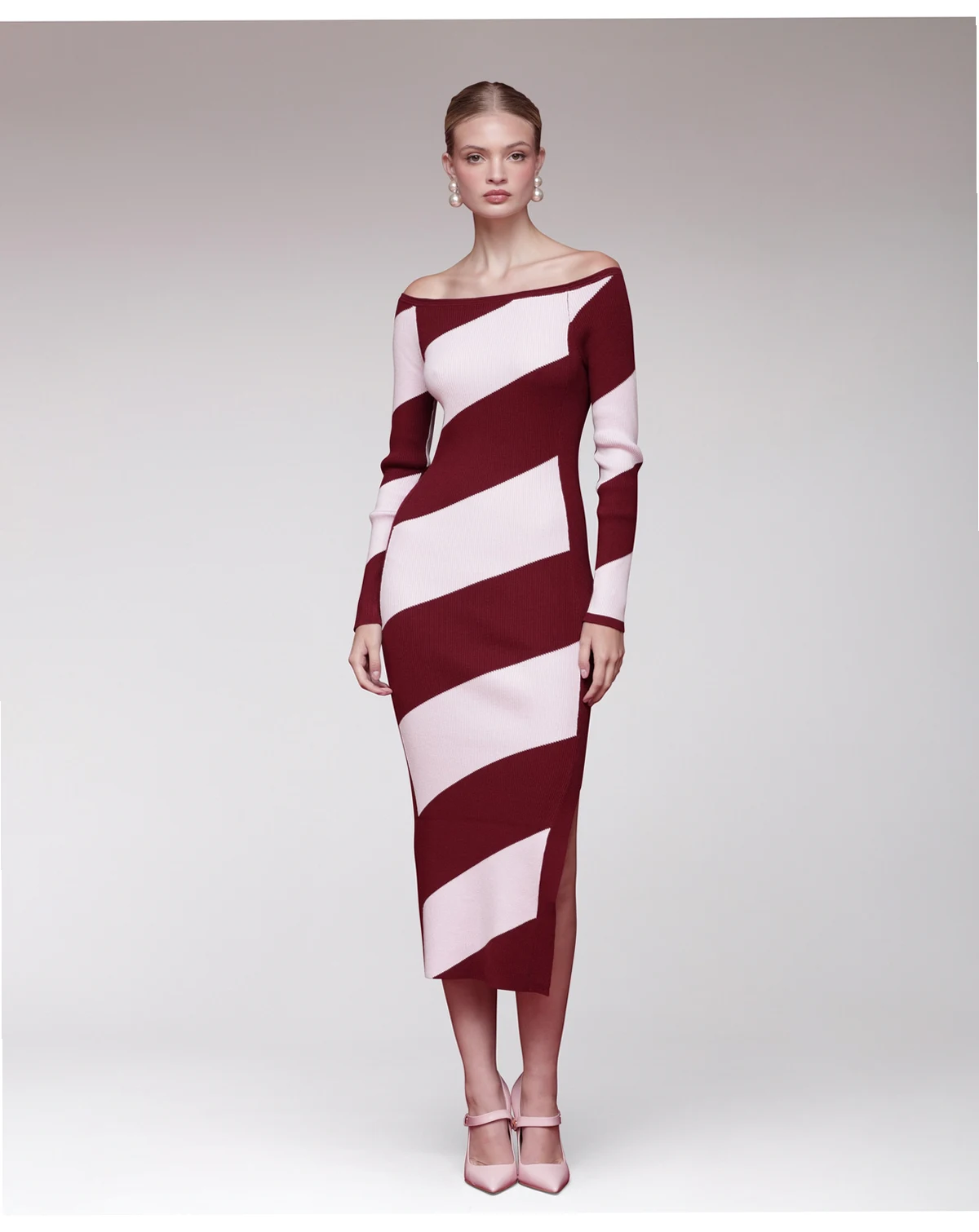 Women's Off-The-Shoulder Midi Sweater Dress