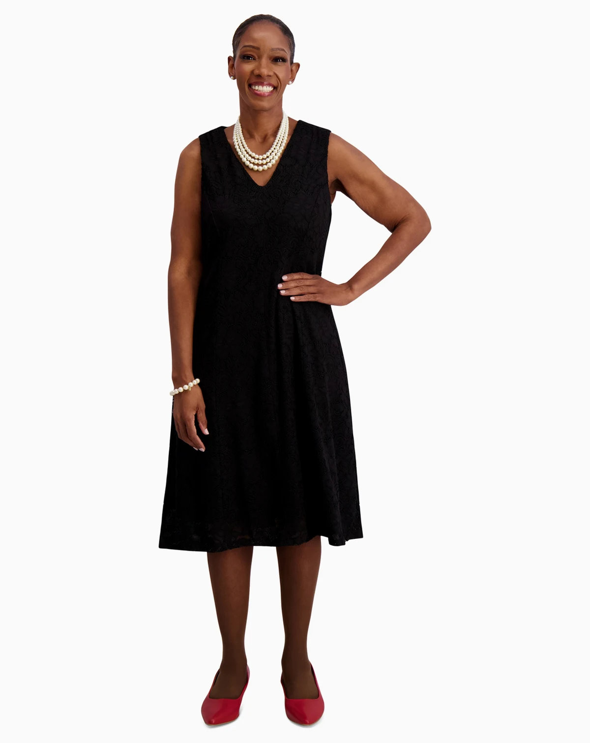 Women's Sleeveless Lace Fit & Flare Dress, Regular & Plus Sizes