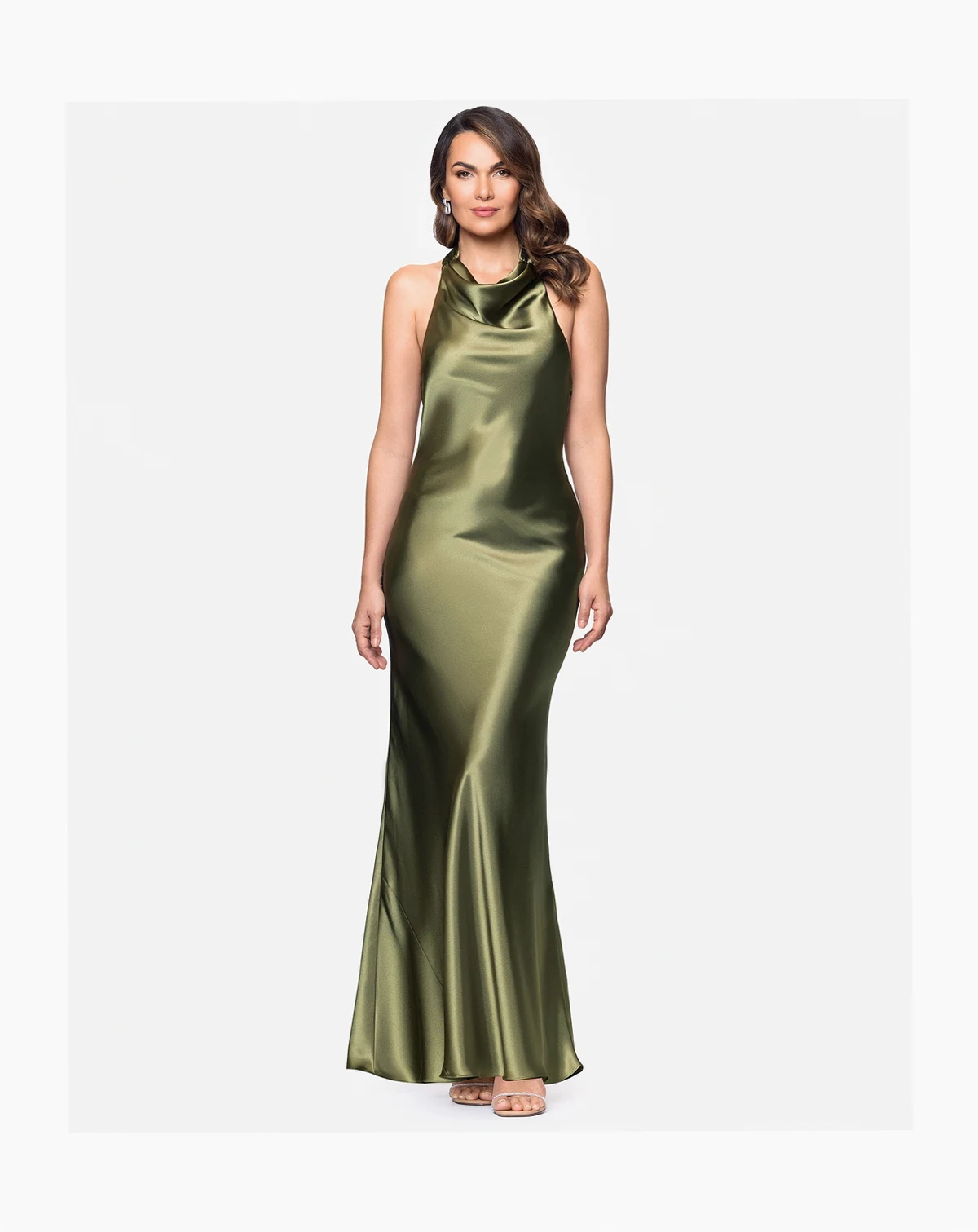 Women's Halter-Neck Sleeveless Satin Gown