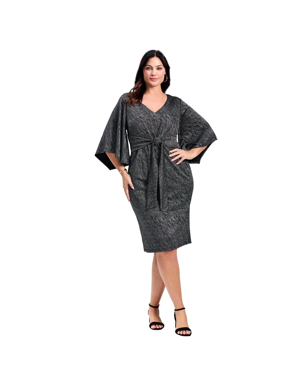 Women's Anastasia Metallic Knit Tie Front Dress