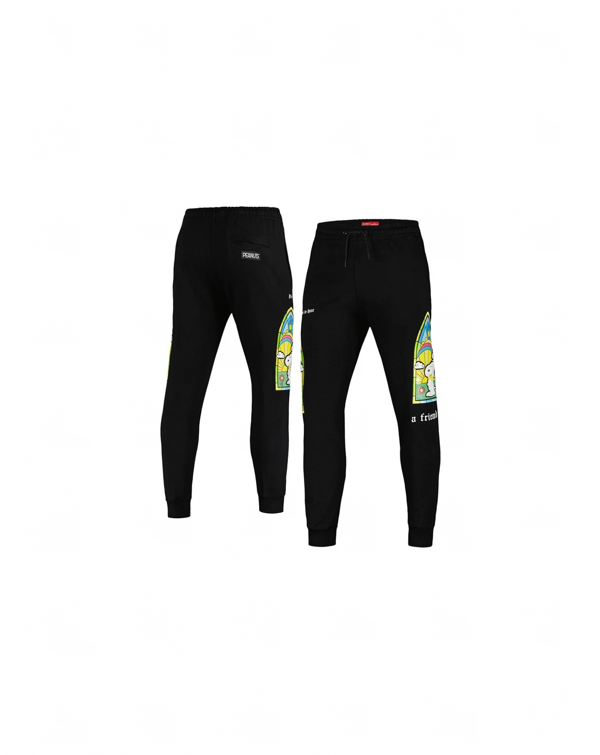 Men's Black Peanuts Snoopy A Friend Jogger Pants