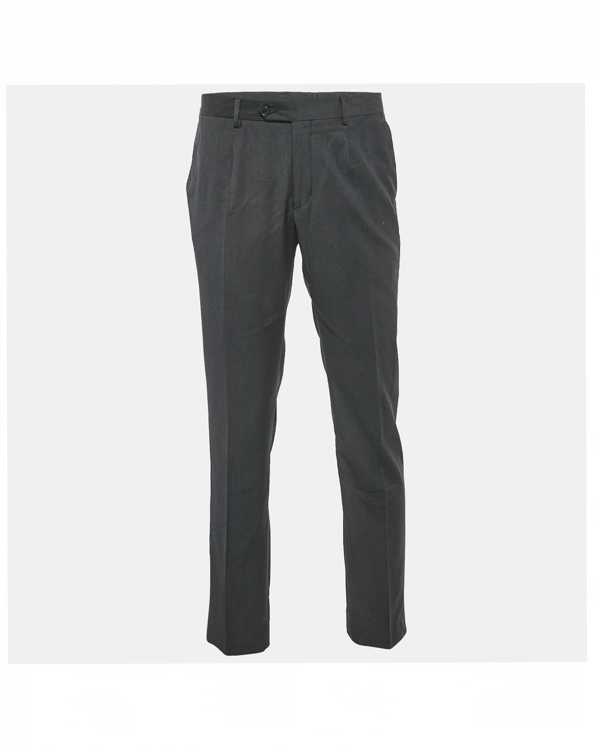 Men's Black Pinstripe Crepe Formal Trousers
