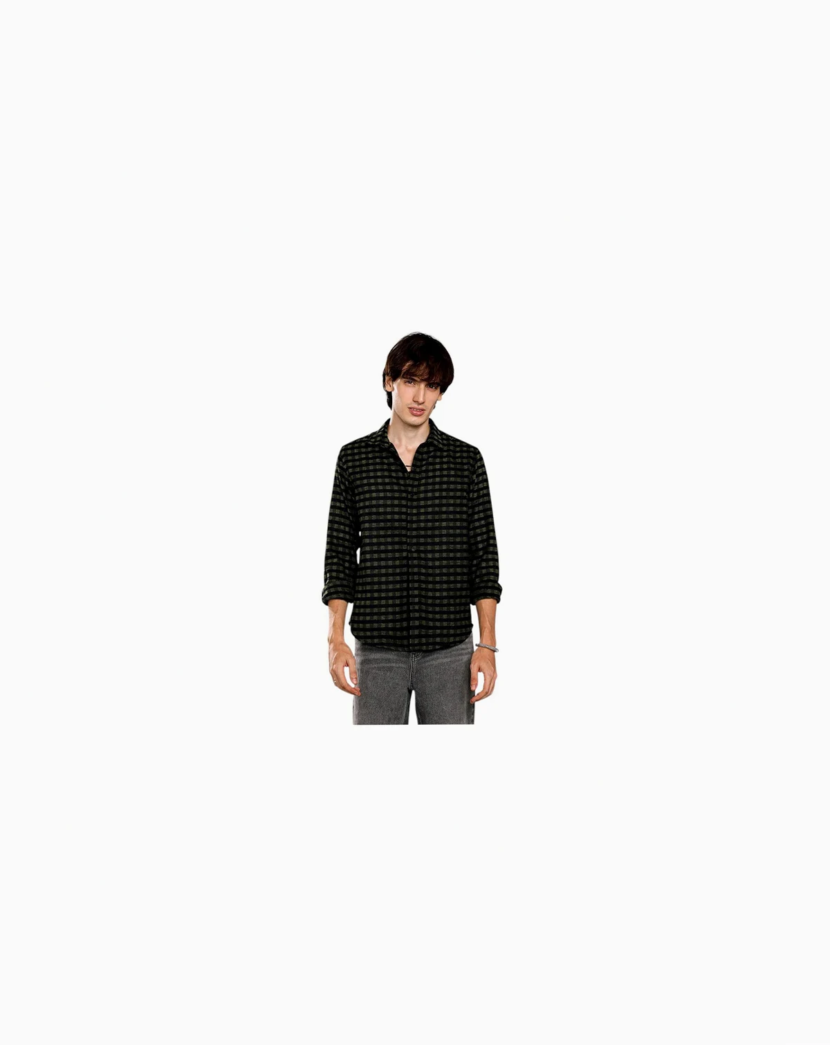 Men's Seaweed Green & Charcoal Black Gingham Shirt