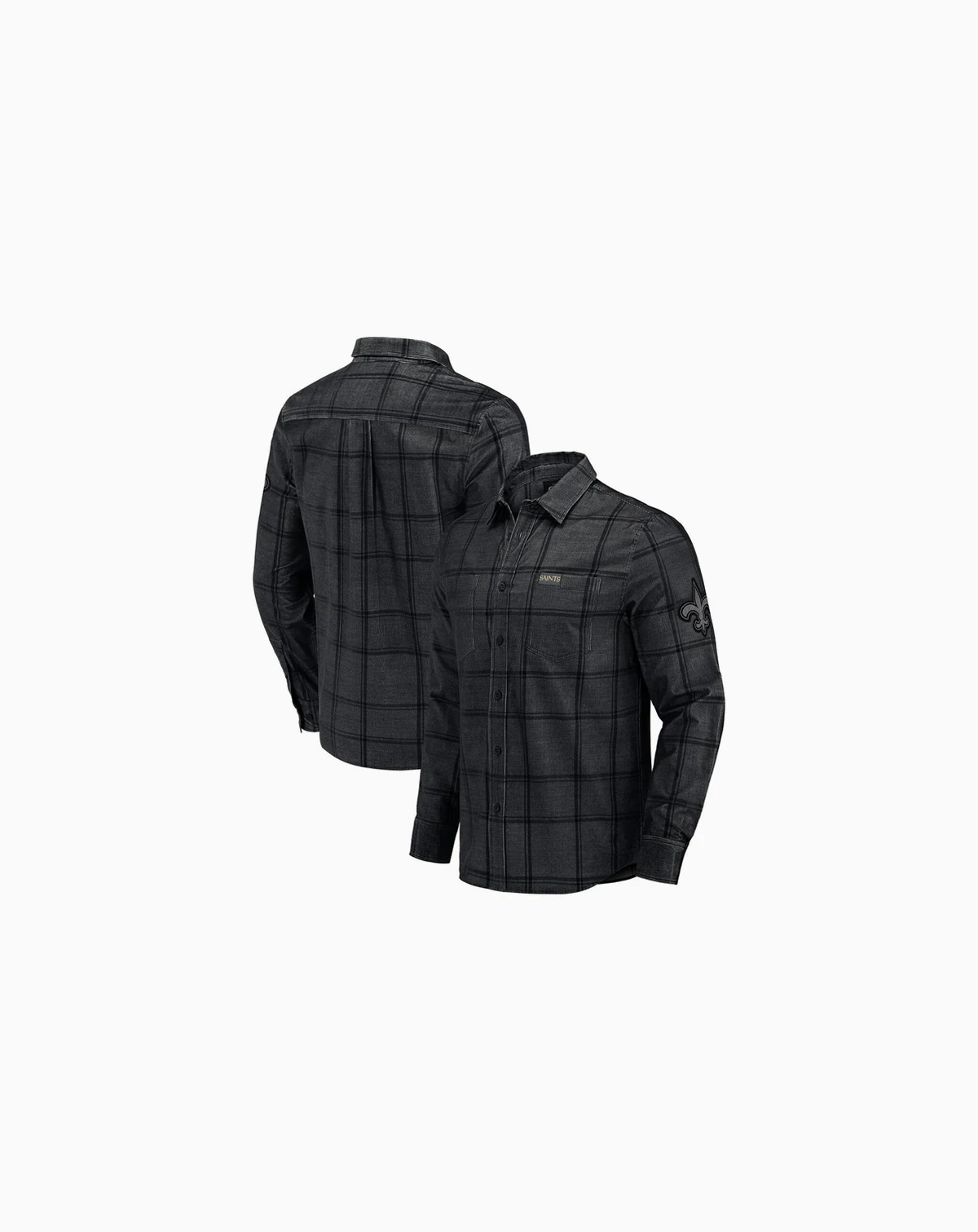 Darius Rucker Collection by Men's Black New Orleans Saints Micro Corduroy Plaid Button Up Shirt