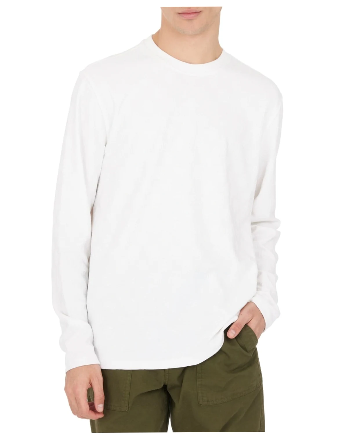 Men's Long Sleeve Tonal Peony Jacquard Crew Shirt