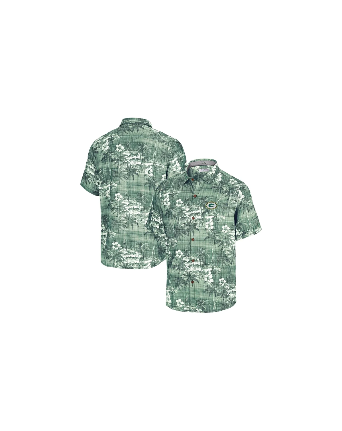 Men's Green Bay Packers Coconut Point Isla Palmetto Camp Button-Up Shirt