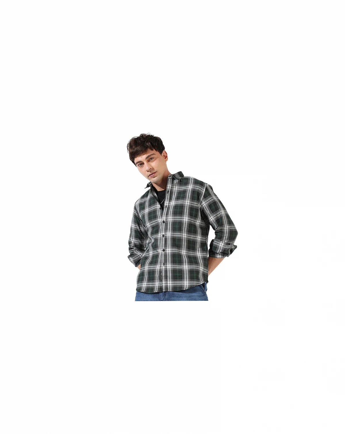 Men's Green Checkered Regular Fit Casual Shirt