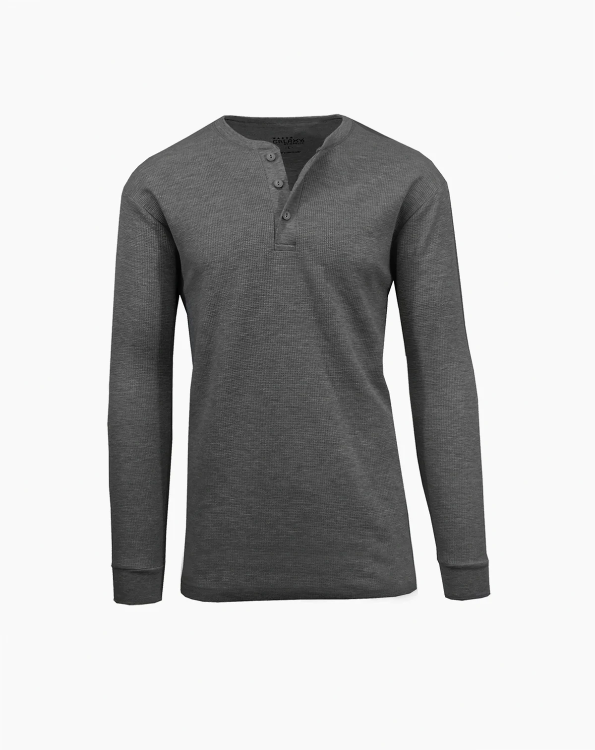 Men's Oversized Waffle-Knit Thermal Henley Shirt
