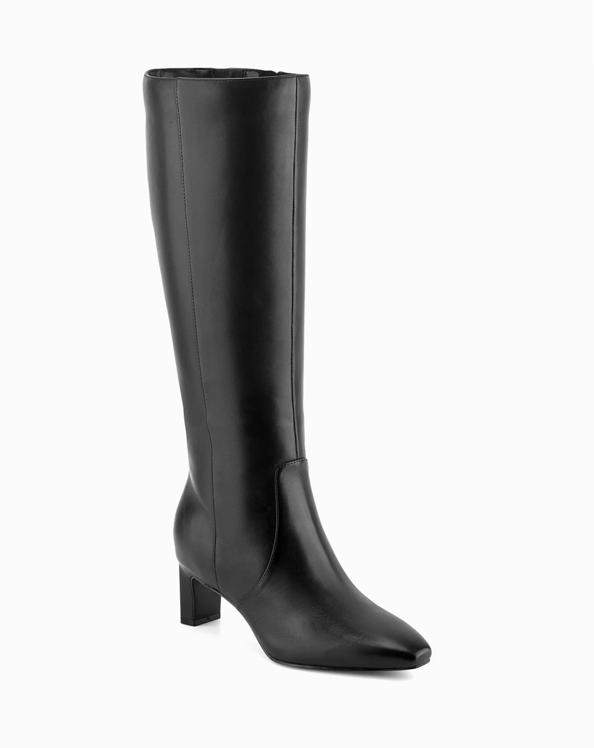 Women's Mabel Wide-Calf Leather Dress Boots