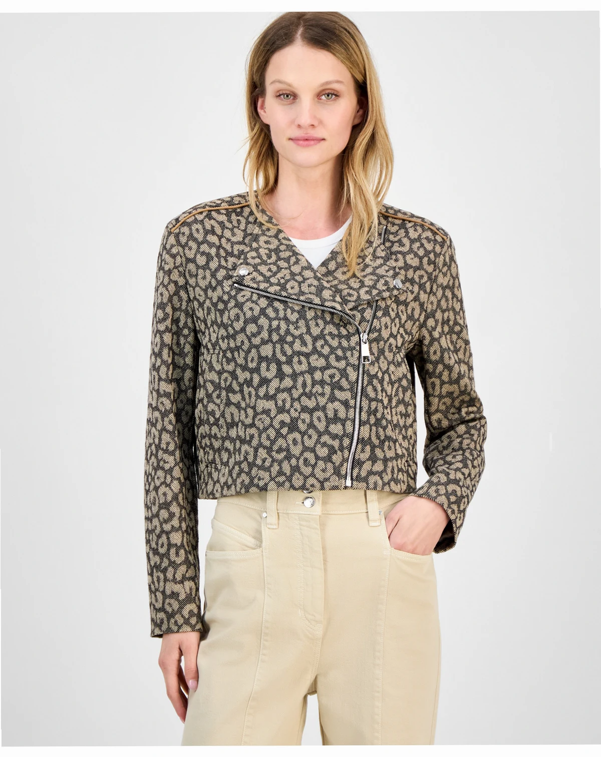 Women's Leopard-Print Crop Jacket