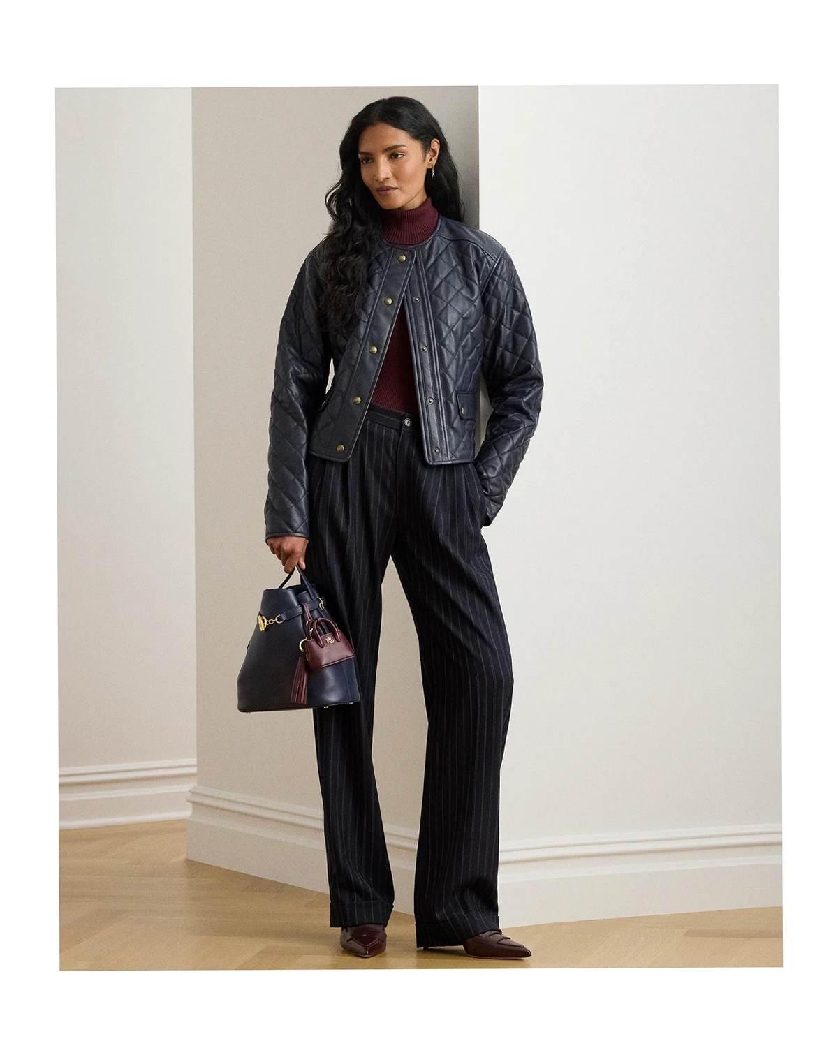 Women's Striped Pleated Pants