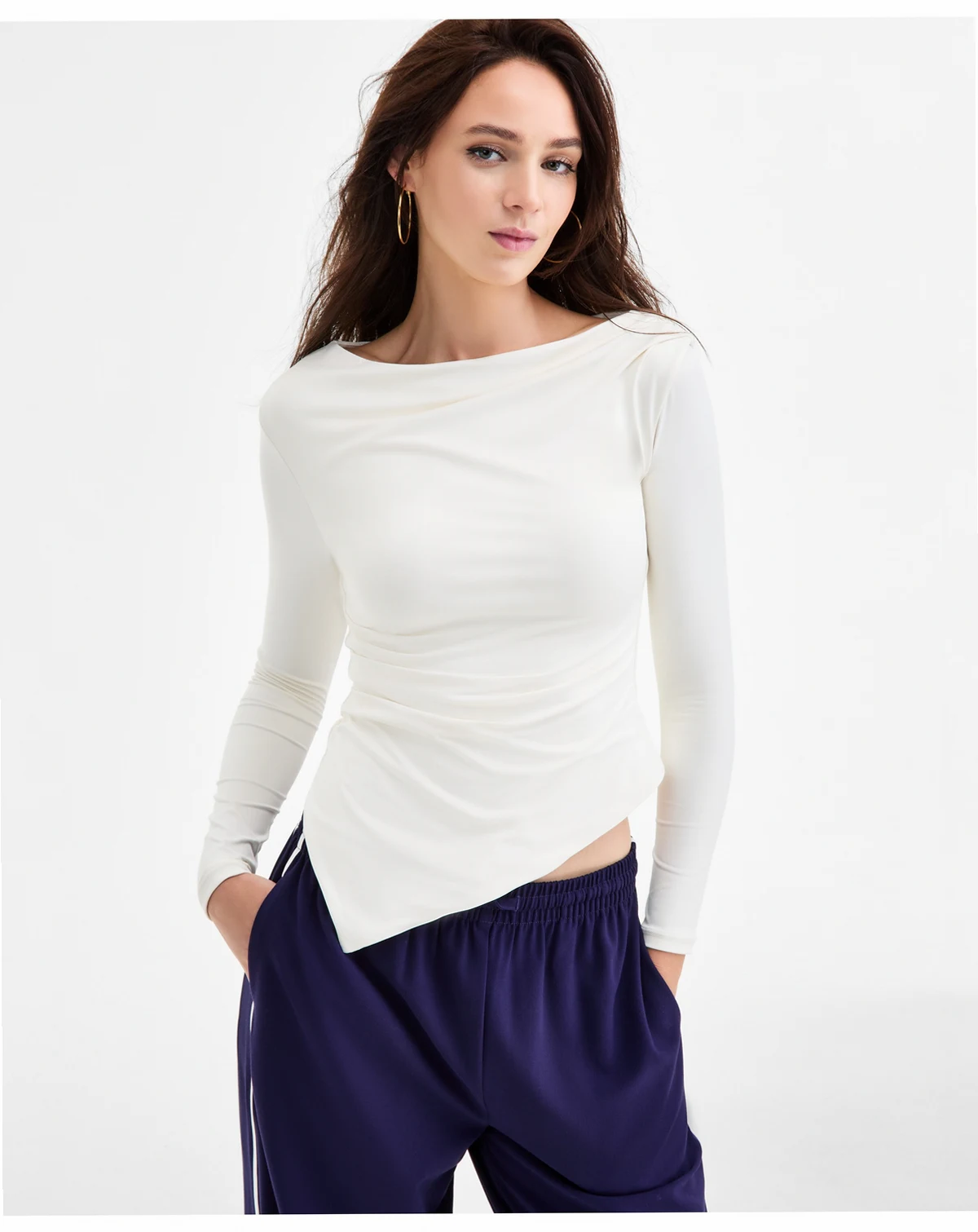 Women's Asymmetrical-Hem Boatneck Top, Macy's Exclusive