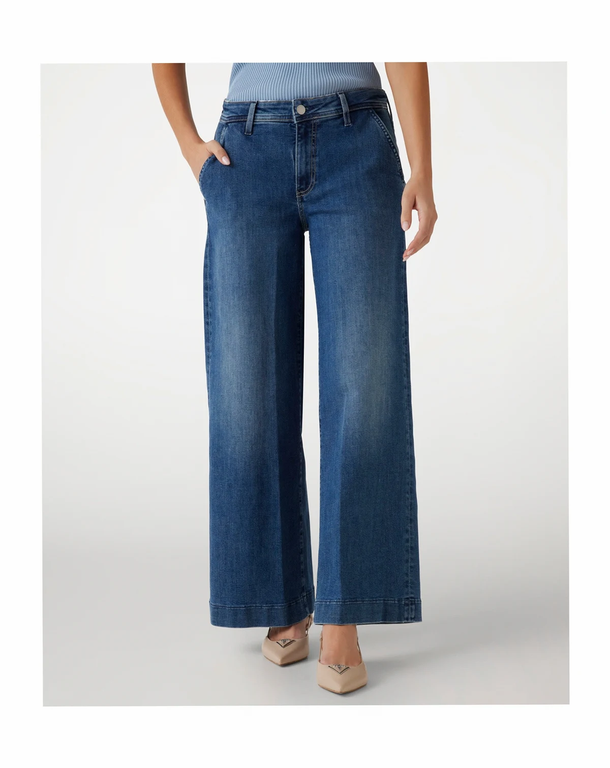 Women's Zoya Wide-Leg Faded High-Rise Jeans