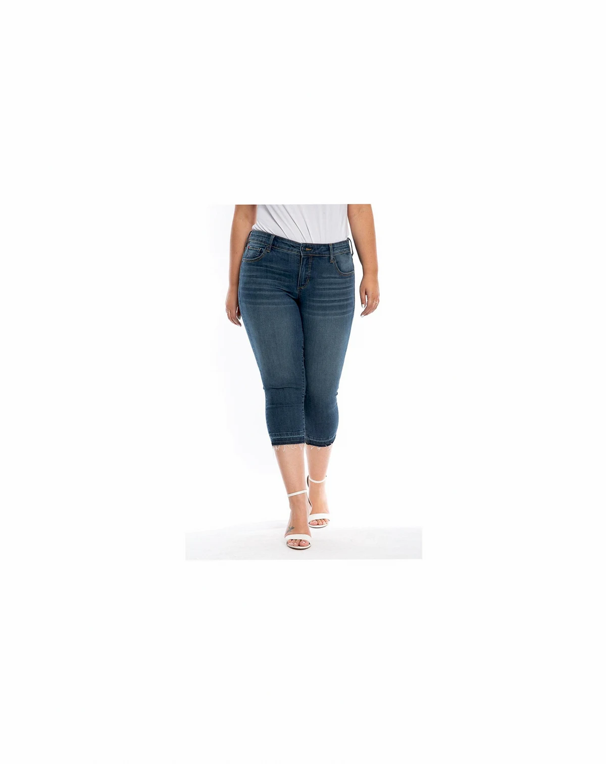 Plus Size Mid Rise Crop Jeans