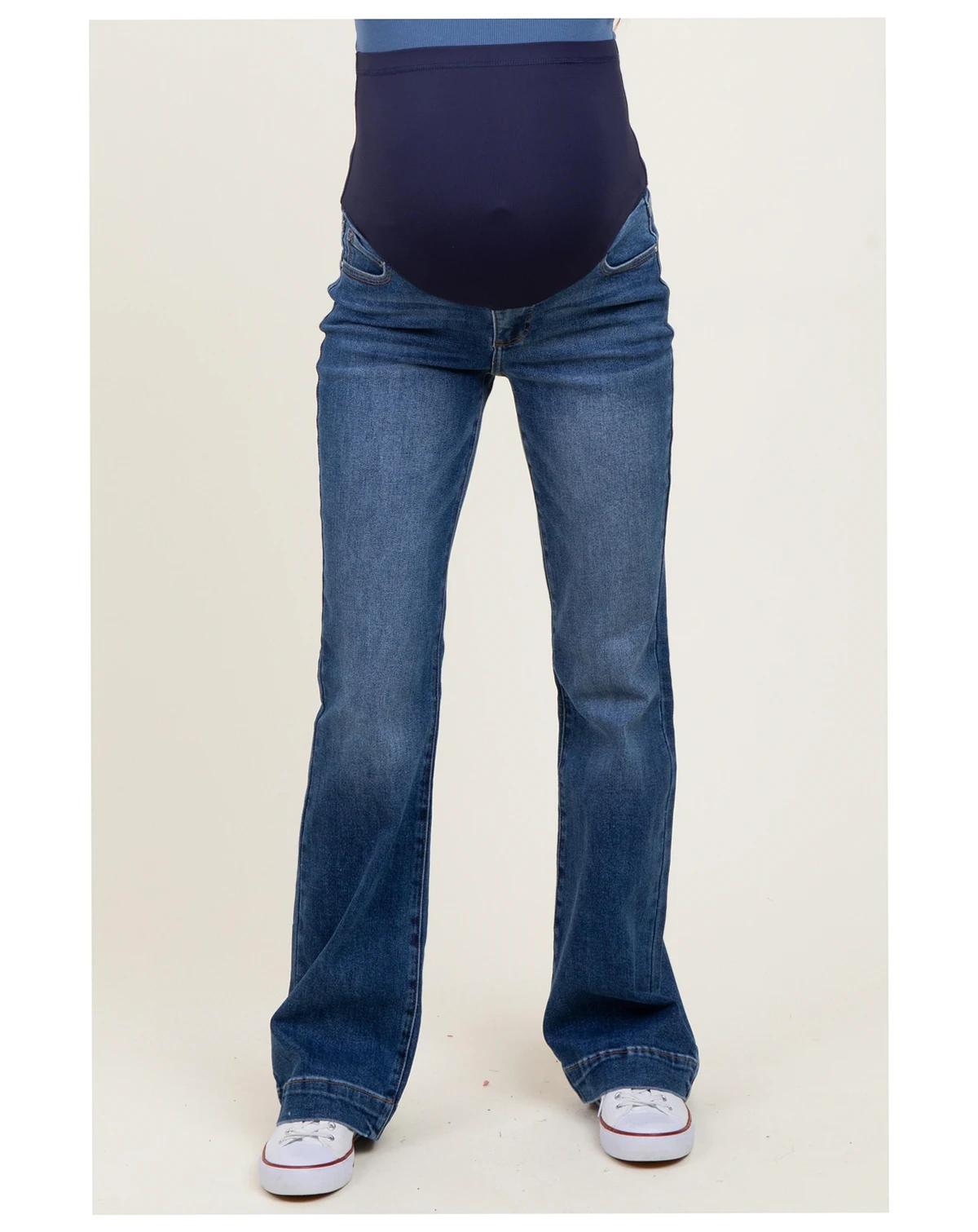 Maternity Navy Blue Wide Hem Bootcut Jeans