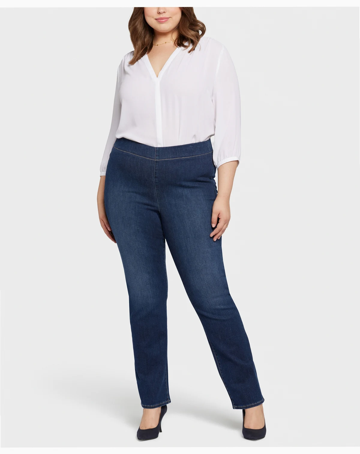 Plus Size Pull-On Straight Jeans