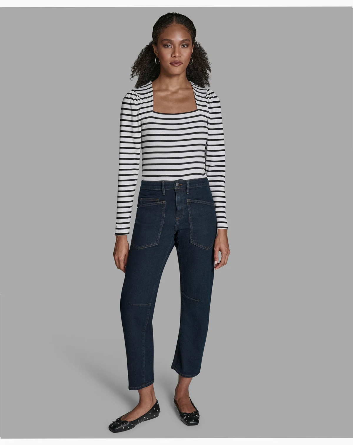 Women's Seamed Barrel Mid-Rise Jeans