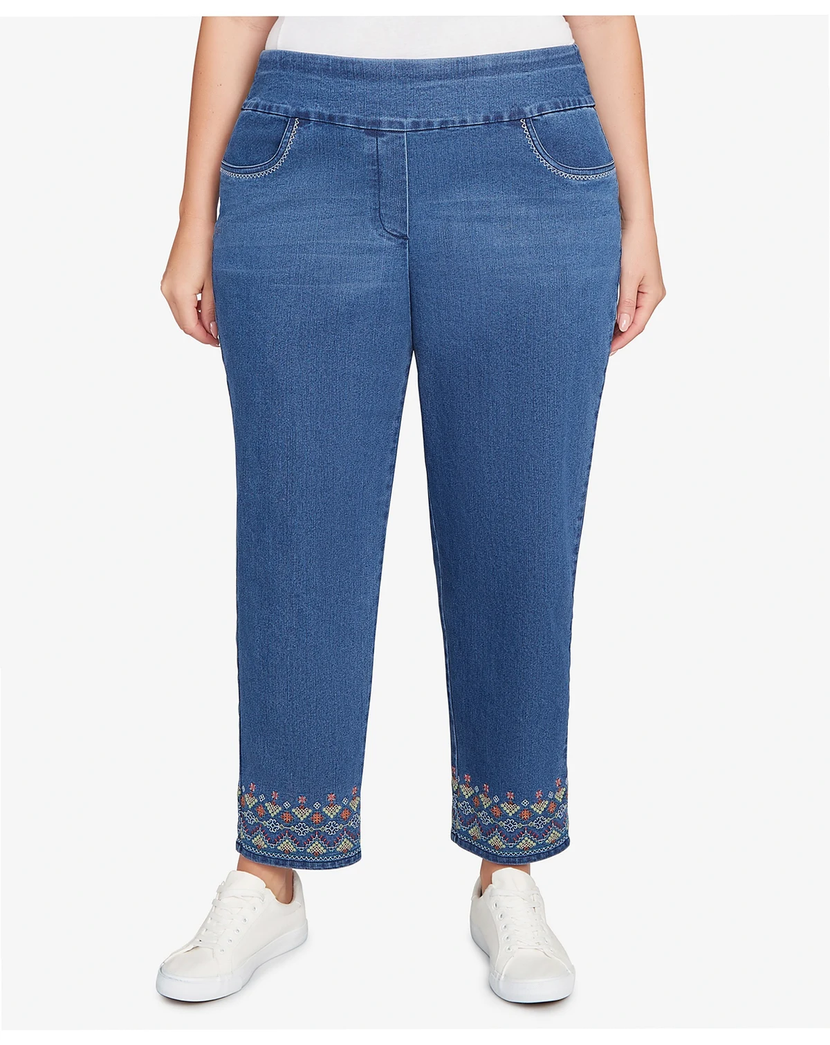 Plus Size Sunset Canyon Super Stretch Geometric Denim Ankle Jeans