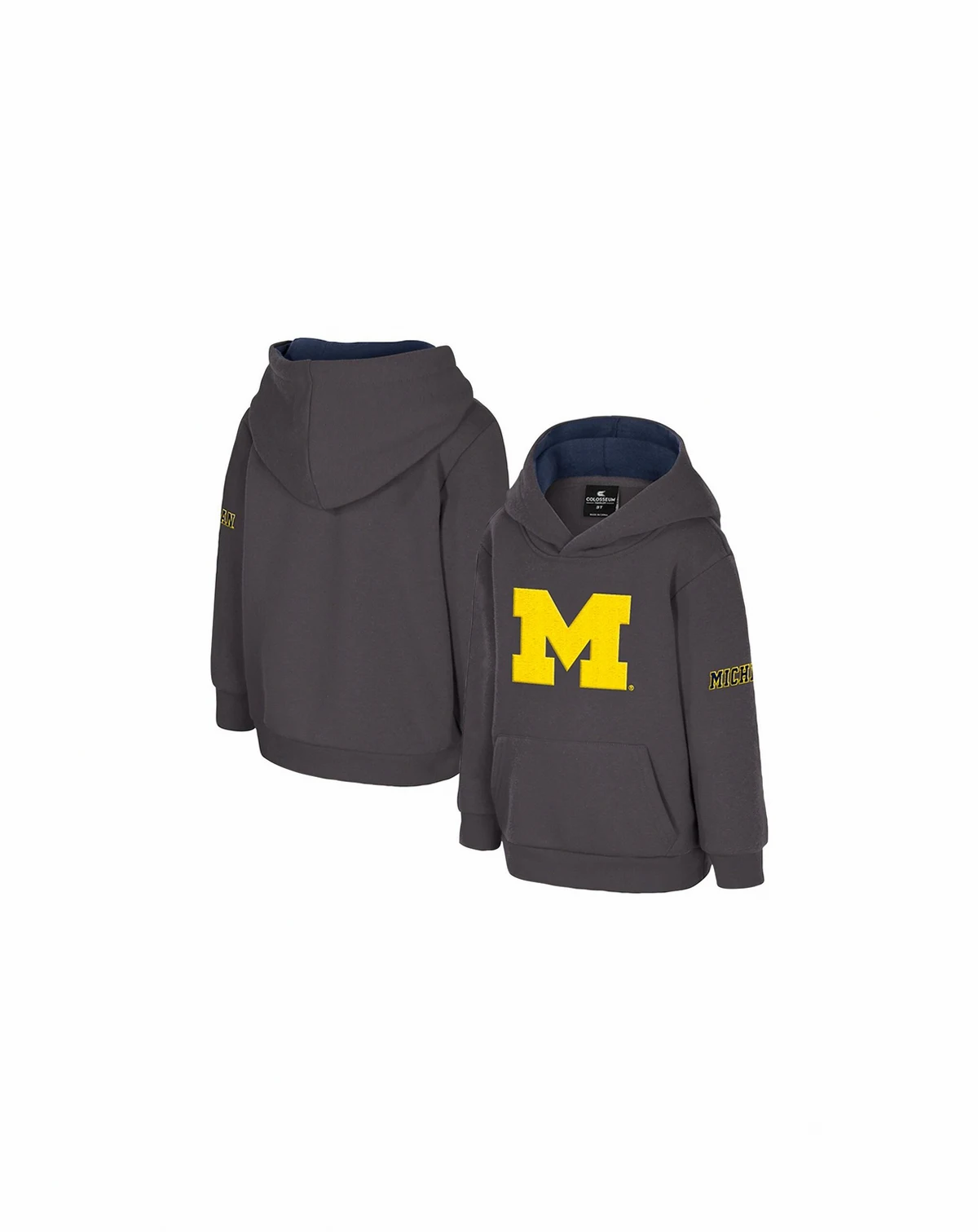 Toddler Charcoal Michigan Wolverines Big Logo Volume Fleece Pullover Hoodie