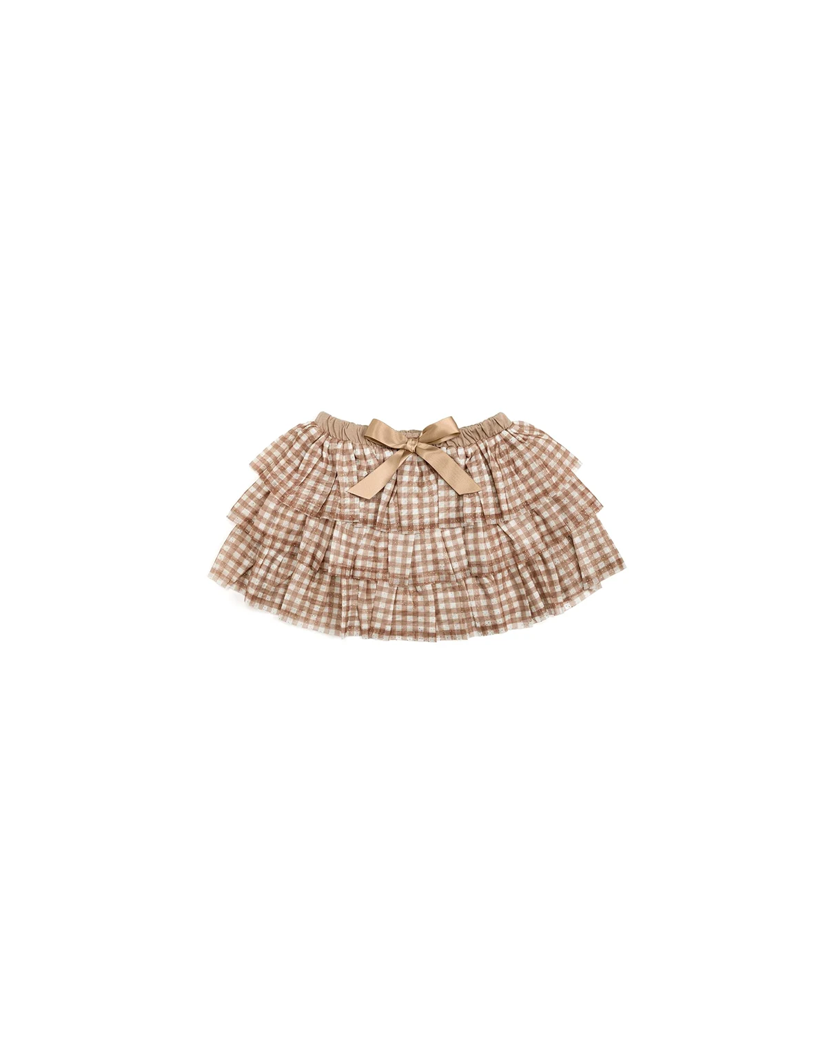 Toddler Girls Gingham Printed Tulle Tiered Tutu Skirt
