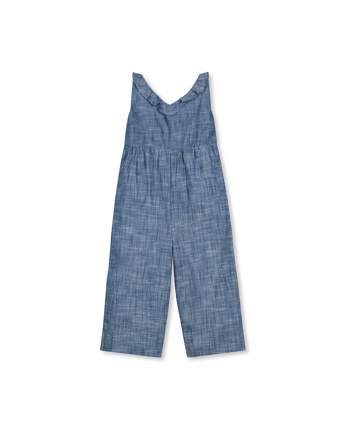 Girls' Sleeveless Ruffle Neck Jumpsuit, Toddler