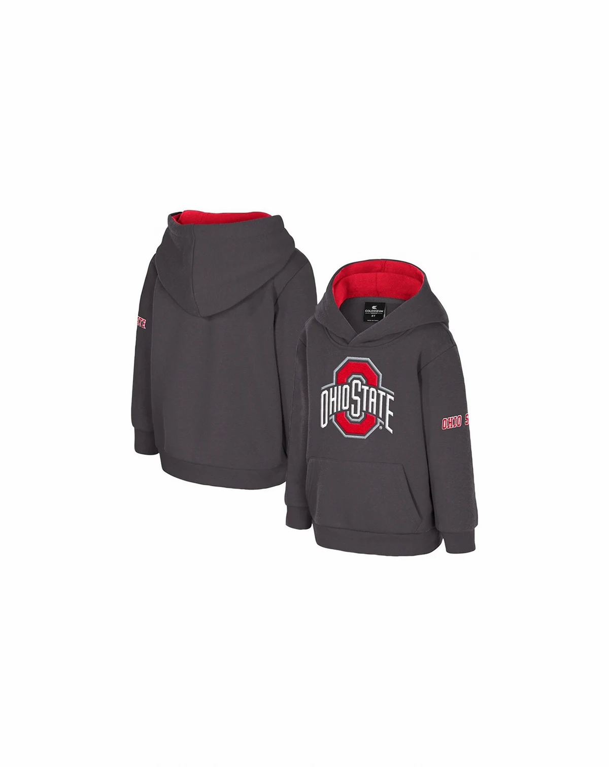 Toddler Charcoal Ohio State Buckeyes Big Logo Volume Fleece Pullover Hoodie