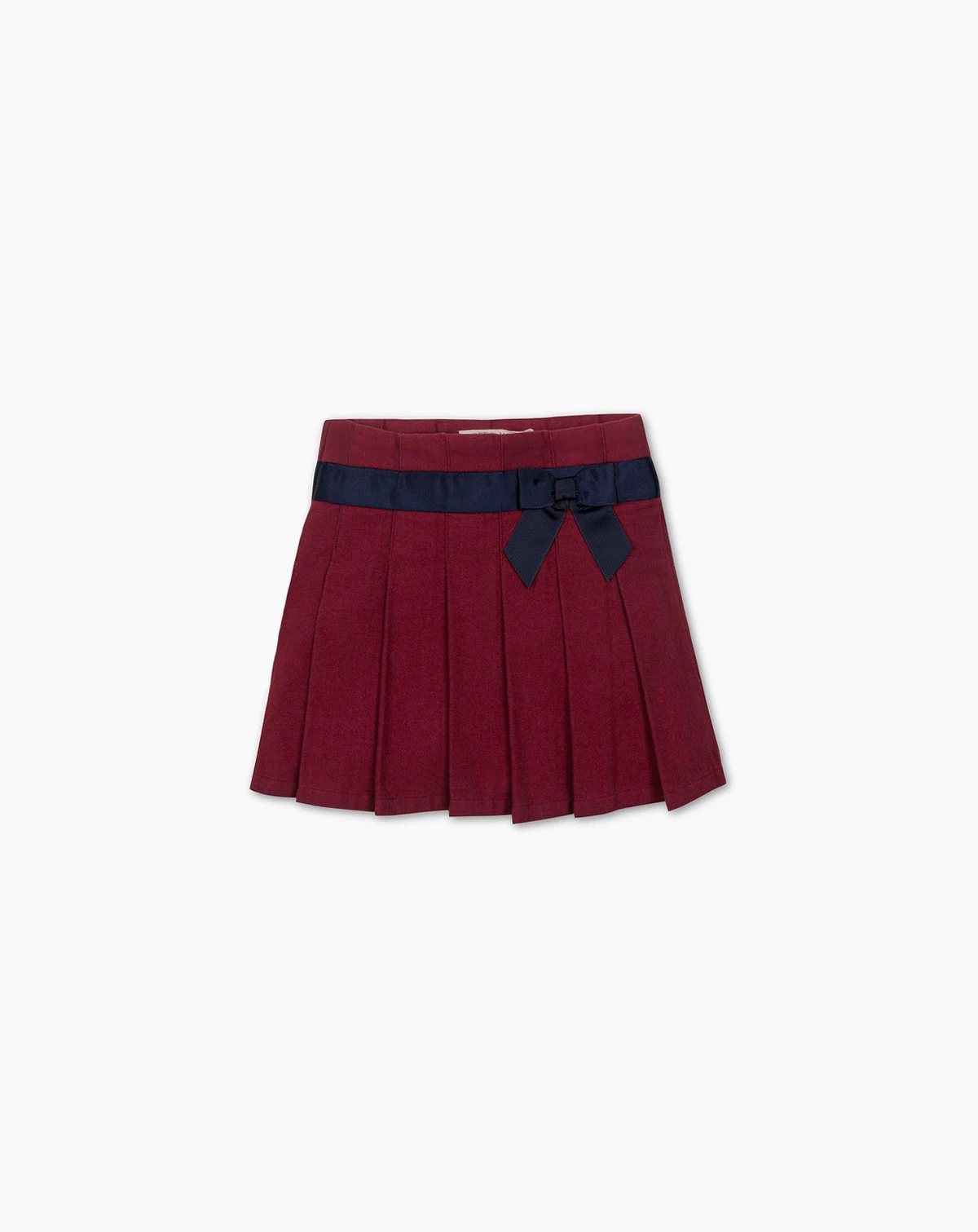 Little and Big Girls' Organic Brushed Cotton Pleated Skirt with Bow