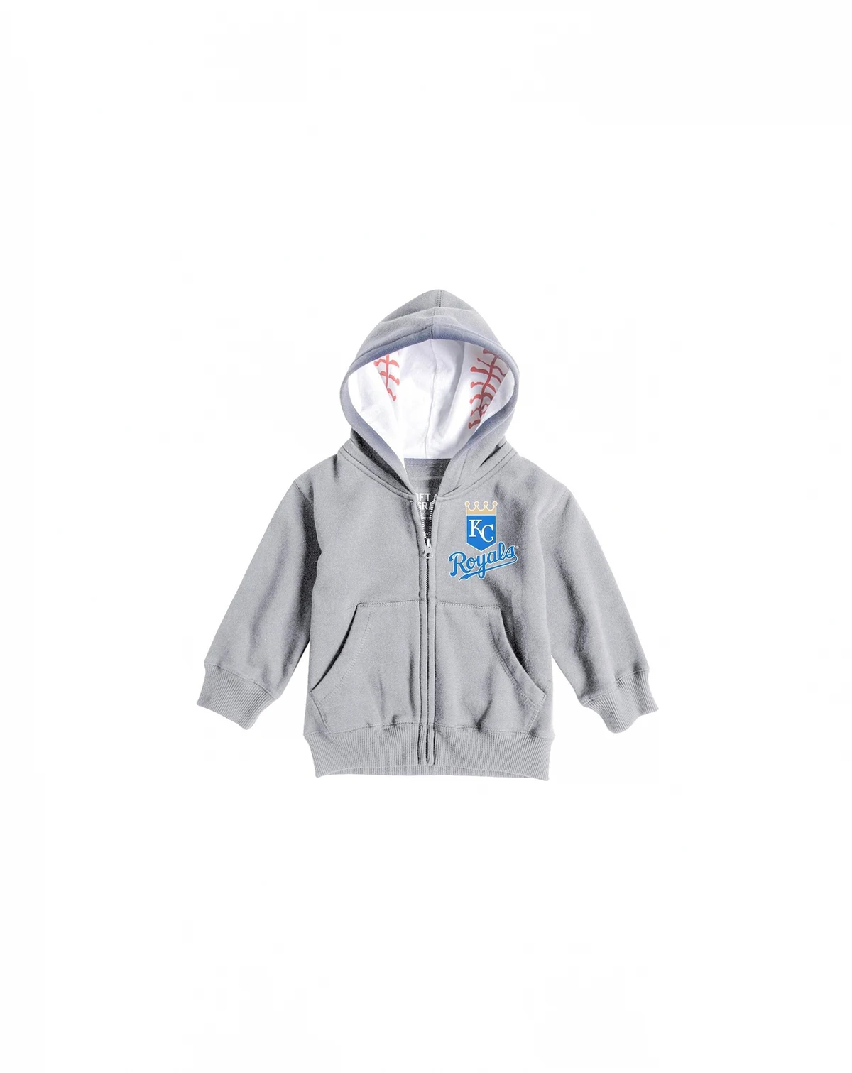 Toddler Boys and Girls Heathered Gray Kansas City Royals Baseball Print Full-Zip Hoodie